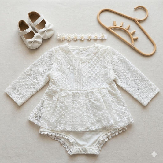 Body vestido Sofía + zapatitos + vincha 6 a 12M